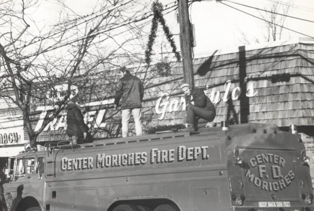 Using the tanker to put up holiday decorations