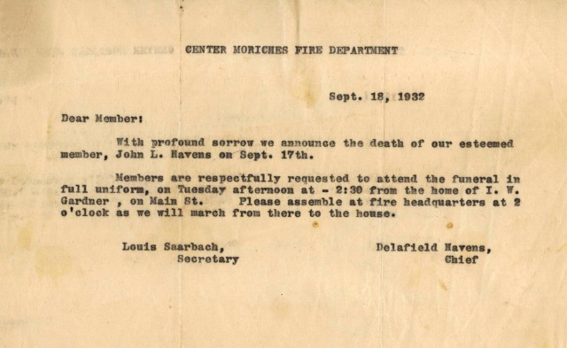 1932 Funeral Announcement