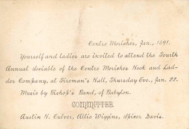 1891 4th &quot;Annual Dinner&quot; Invitation