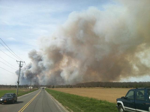 Center Moriches Firefighters Battle Massive Brush Fire In Ridge ...